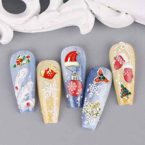 30 Pieces 3D Christmas Nail Charms for Women Girls Nails Salon Decor Christmas Tree Bells Hat Nail Christmas Charms for Acrylic Nails Jewelrys Gems for Nails Accessories Craft Decorations