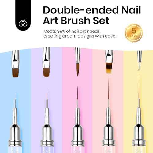 Beetles Nail Art Brushes Set 7 Pcs Double-ended Nail Art Brushes Kit Gel Polish Design Pen Liner Brush Petal Painting Brush Oval Brush Flat Brush Gradient Brush Dotting Pen Gifts for Women