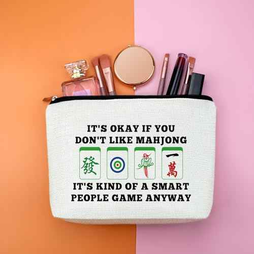 Funny Mahjong Game Player Gift for Women Makeup Bag Mahjong Themed Gift for Mah Jong Players Lovers Grandma Aunt Mom Sister Bestie Friend Retirement Birthday Present for Her Travel Pouch