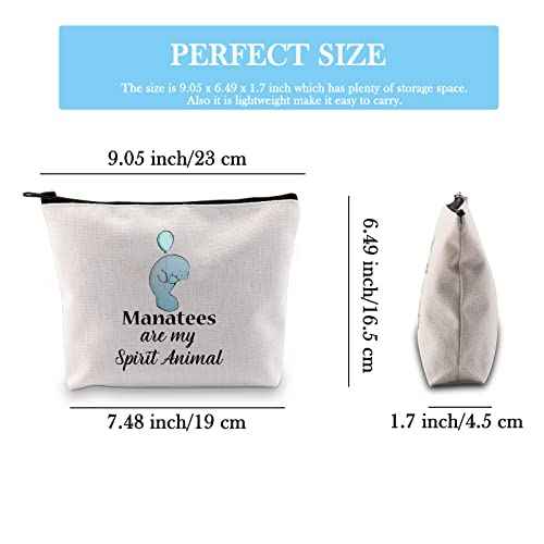 GJTIM Manatee Gift Sea Cow Gift Manatees Cosmetic Bag Manatees Are My Spirit Animal Zipper Pouch Bag Gifts for Sea Creature Lovers (Spirit Manatees Bag)