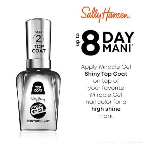 Sally Hansen Miracle Gel¢â, Shiny Top Coat, Long Lasting, Gel-Like Formula, No UV Lamp Needed, Clear Nail Polish