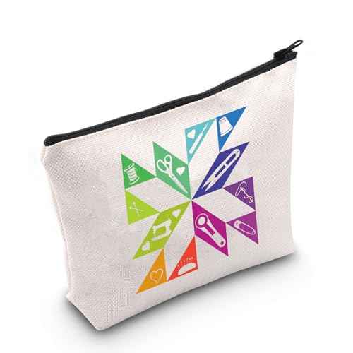 G2TUP Quilting Block Makeup Bag Quilter Gifts Quilt Square Zipper Bag Seamstresses Gifts Quilting Lover Zipper Bag (Quilting)