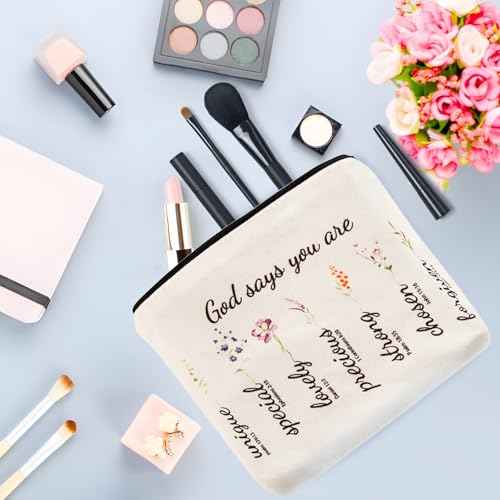 Degpum Christian Floral Makeup Bag Pouch,Christian Gifts For Women Girl,Christian Gift Bags,Bible Verse Gifts,Inspirational Gifts For Women Girls,Bible Verse Cosmetic Bag