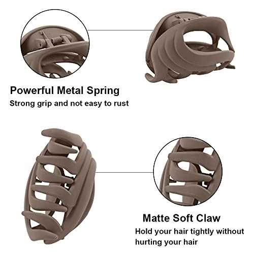 Hair Claw Clips for Women, Girls & Kids - Thin to Thick Hair, 2.6 Inch Strong Matte Flower Jaw Clips, Non-Slip Clamps with Gift Box (6 Packs)