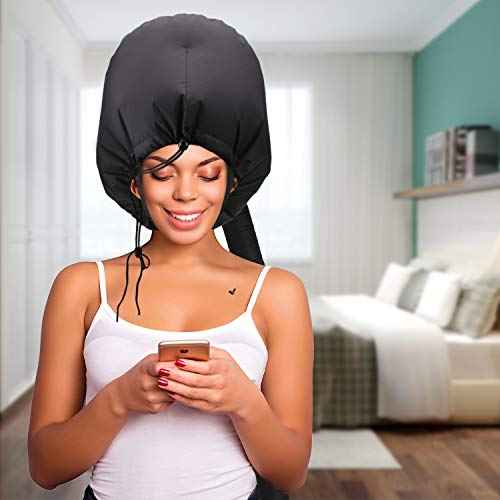 Bonnet Hooded Hair Dryer Attachment, Larger Adjustable Deep Conditioning Cap for Fast Hair Drying with Elastic Band for Fixing Free, Hair Curling Nursing Oil Treat-Ment SPA Steamer Cap