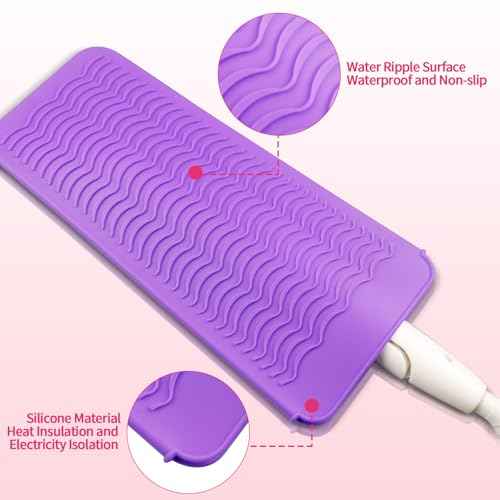 Heat Gloves for Hair Styling, 2PCS Heat Resistant Gloves and Silicone Mat Pouch for Curling Irons, Hair Straighteners, and Flat Irons