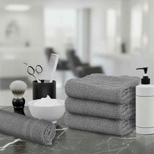 24 Pack Dark Grey Hand Towels 100% Cotton Spa Towel ? 16x27 inches Highly Absorbable Facial Towels Gym, Hair, Face, Bulk Small Towels (Not Bleach Proof)