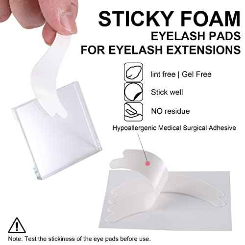 Pretty memory 100 Pairs Foam Eye Pads for Lash Extensions, Lint Free Hypoallergenic Sticky Lash Pads, Under Eye Pads for Eyelash Extensions, Eyelash Tech Supplies Must Haves, Latex Free