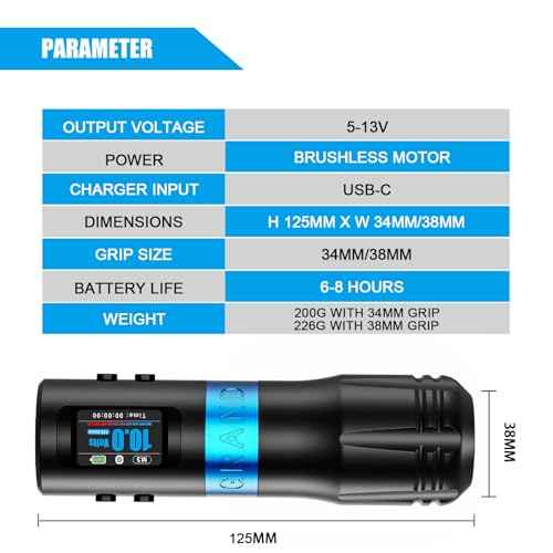 Emalla Grand G4 Cordless Tattoo Pen Machine, Professional Tattoo Machine 4.2mm Stroke Long Working Battery Pen Premium Gun for Artists Tattoo Supplies
