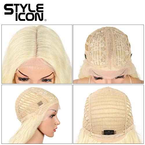 Style Icon 41¡± Lace Front Wigs Long Wavy Synthetic Wigs with Baby Hair Half Hand Tied 130% Density Wigs (41", 613)