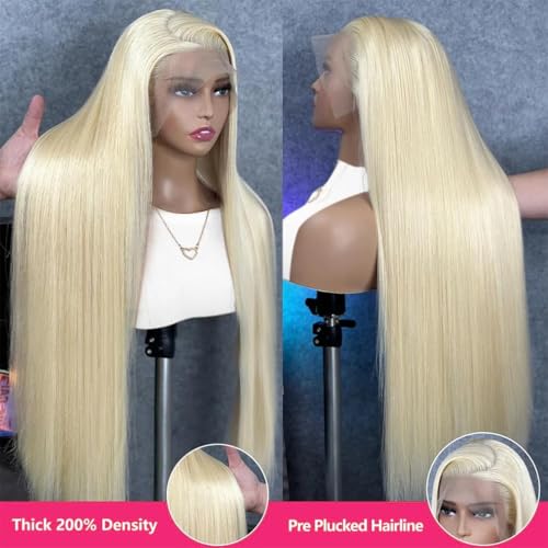 613 Lace Front Wig Human Hair 13x6 Transparent Straight Blonde Lace Front Wigs Human Hair 180% Density Guleless Wigs Human Hair Pre Plucked 613 HD Lace Frontal Wigs For Women 28inch