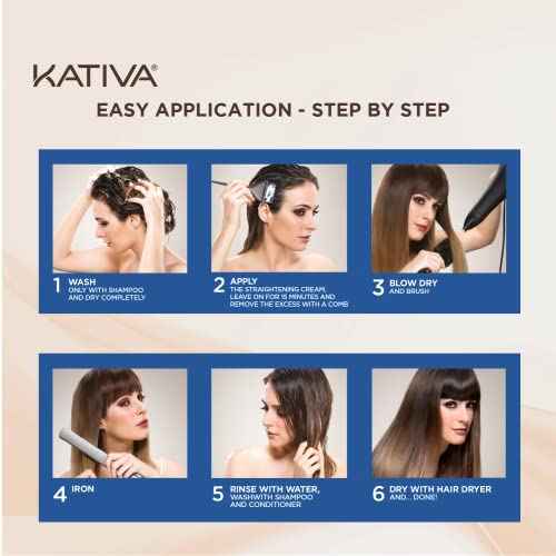 Kativa Brazilian Straightening Brunette Kit, 12 Weeks of Home Use Professional Straightening, with Organic Coconut Oil, A?ai Oil, and Keratin, for Straighter, Softer and Shinier Dark-Coloured Hair