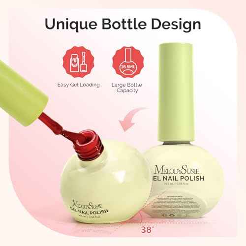 MelodySusie Sweet-Scent Plant-Based 6 Colors Gel Nail Polishes, Crimberry Spark, Unique 16.5ml Tilt-and-Stand Bottle for Easy Gel Access, TPO & HEMA Free, Gift Box with Mauve Plum Cherry Burgundy Red