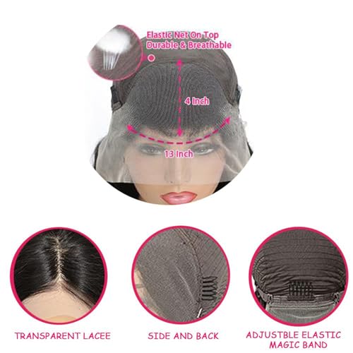 Deep Wave Lace Front Wigs Human Hair 200% Density Deep Curly Lace Frontal Wigs 26 Inch 13x4 Glueless Wigs HD Transparent Lace Front Wigs Human Hair Pre Plucked with Baby Hair for Black Women