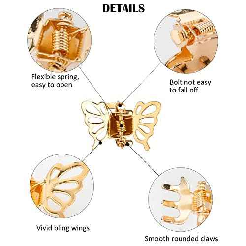 Wecoe 30 Pcs Small Gold Butterfly Hair Clips Tiny Mini Claw Clips Cute Decorative Hair Clips Flower Short Hair Hair Accessories for Women Gifts For Her