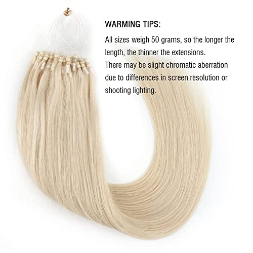 ABH AMAZINGBEAUTY Micro Loop Hair Extensions - 50G 50S Bonded, 20 Inches Platinum Blonde, Microlinks for Women - Human Hair