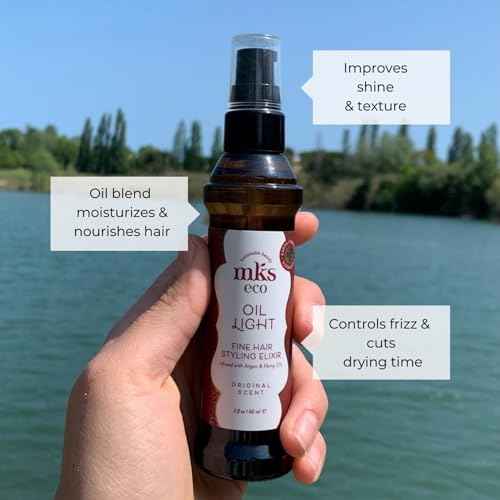 MKS eco Oil Light - 2 fl oz - Hair Styling Elixir - Moroccan Argan Oil, Hemp Seed Oil - Ideal for Fine Hair - Moisturize, Nourish Hair & Control Frizz - Vegan & Cruelty Free