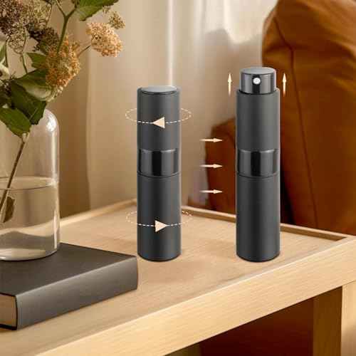 8ML Travel Perfume Atomizer 4 Pack - Refillable Leak Proof Spray Bottles for Fragrance & Essential Oils, Portable Mini Sprayer Set, Christmas Gift (Matte Black)