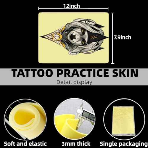 3mm Tattoo Practice Skin, 12x8 inch Double-Sided Thickened Blank Eyebrow Tattoo Fake Skin, Blank practice skin is ideal for beginners and tattoo artists
