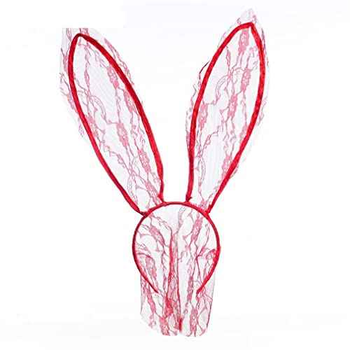 Lace Bunny Big Ears Headband Women Ladies Rabbit Long Ear Veil Mask Headbands Halloween Party Cosplay Hairband
