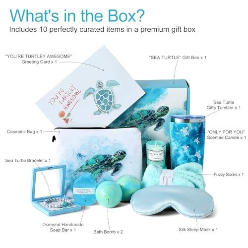 Sea Turtle Gifts for Women Gift Baskets Birthday Gifts Womens Gift Set Relaxing Spa Gift Luxury Valentines Day Christmas Gift for Women Mom Her Friend Grandma Adults