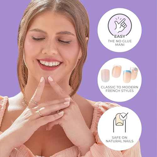 KISS imPRESS No Glue Mani Press On Nails, French, 'Fearless', Light Neutral + White Tip French, Medium, Almond Shape, Includes 30 Nails, Prep Pad, Instructions Sheet, 1 Manicure Stick, 1 Mini File
