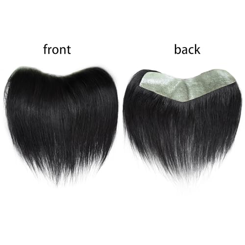 Frontal Hairpiece for Men, Hair Extension Hairline Loss Straight Tape in Human Hair Toppers Replacement Toupee (Natural Black, 1.57"x7", 6")