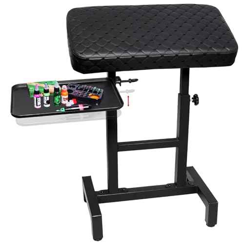 Heavy Duty Tattoo Armrest Stand -Height Adjustable Soft Tattoo Armrest with Magnetic Adjustable Tattoo Table Station for Tattoo Supplies, Professional Tattoo Furniture (Armrest Stand+One tray)