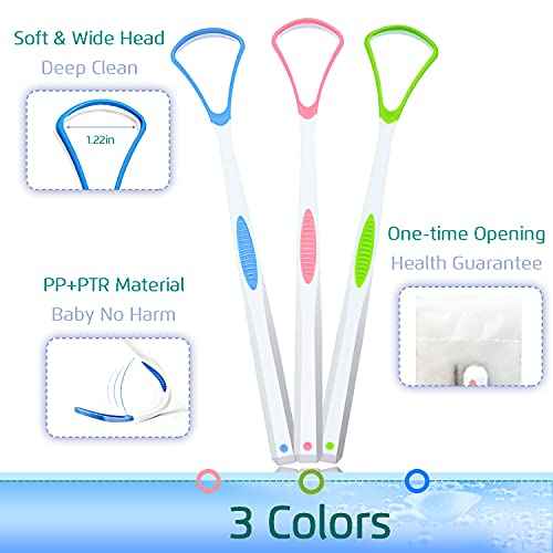 4PCS Tongue Scraper, Stainless Steel Tongue Cleaners, 100% BPA Free Fresher Tongue Tools, Healthy Oral Hygiene Brushes, Medical Grade Reusable Stainless Steel, Eliminate Bad Breath