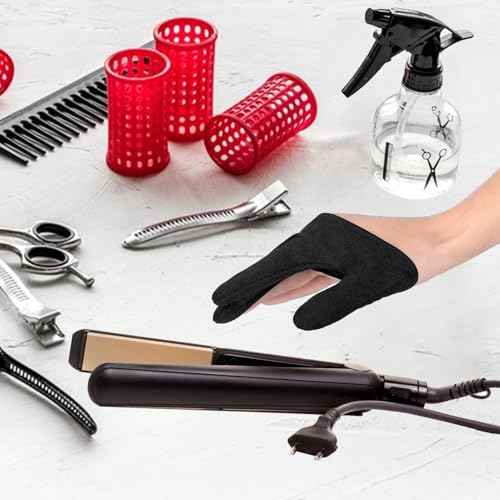 Non-Slip Hair Gloves - Hair Protection Gloves | 3 Finger Heat Resistant Gloves | Curling Wand Gloves | Hair Dye Curling Wand