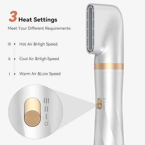 5 in 1 Blow Dryer Brush,110-120V Hair Dryer Brush, Fast Drying & 3 Adjustable Temperatures Hot-Air Hair Brushes, Detachable Hot Air Styler Set for Curling/Volumizing/Straightening/Styling (White Gold)