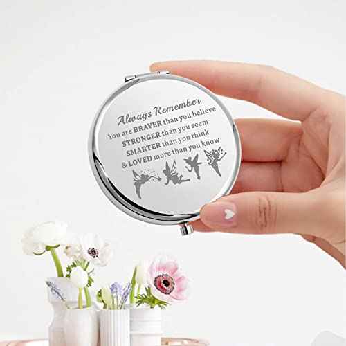 KEYCHIN Fairy Tale Pocket Mirror Fairy Pixie Cartoon Fans Gifts You are Braver Stronger Smarter Than You Think Compact Makeup Mirror for Women Girls Teenagers (Fairy Tale Mirror)