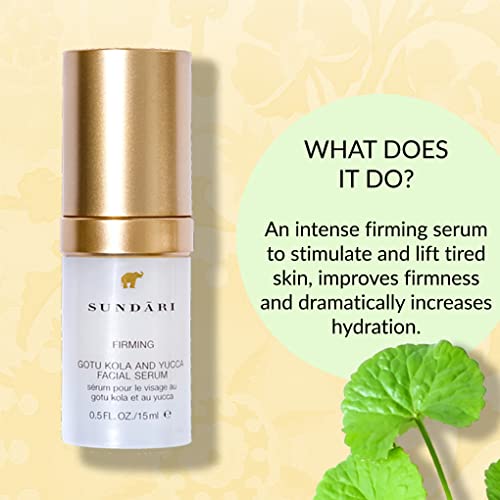 SUNDARI Gotu Kola & Yucca Facial Serum, 0.5 Fl Oz, Intense Firming & Hydrating Formula, Lifts Tired Skin, Boosts Firmness & Improves Hydration