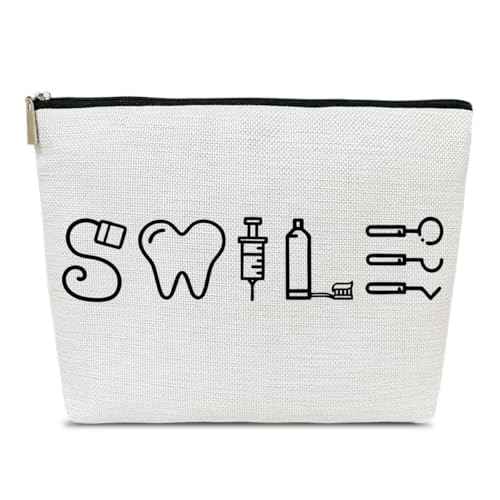 Dental Assistant Gifts Makeup Bag, Dental Hygienist Graduation Gifts for Women Coworkers Graduate, Cute Cosmetic Bag for Purse, Hygiene Student Must Haves Organizer Pouch
