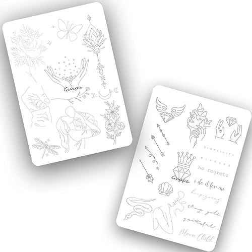 Tiny Tattoo Practice Skin Double-Sided Pre-Stenciled Fine Line Tattoo Practice Sheet Minimalist Tiny Tattoo Pad Meaningful Tiny Tattoos for Tattoo Beginner Training Supplies (1PC)