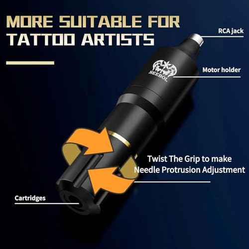 Neebol Wireless Tattoo Gun Kit, Rotary Tattoo Pen with 1500mAh Battery, Screen Display, 20 Cartridge Needles, 10 Inks, Complete Tattoo Gun Kit for Beginners and Professionals, Cordless Machine, Red
