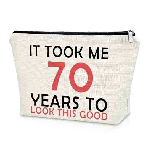 Sazuwu 70th Birthday Gifts for Women Travel Makeup Bags Cosmetic Organizer Bag Ladies Birthday Gifts 70 Years Old Ideas Birthday Gifts for Women Turning 70 It Took 70 Years to Look This Good