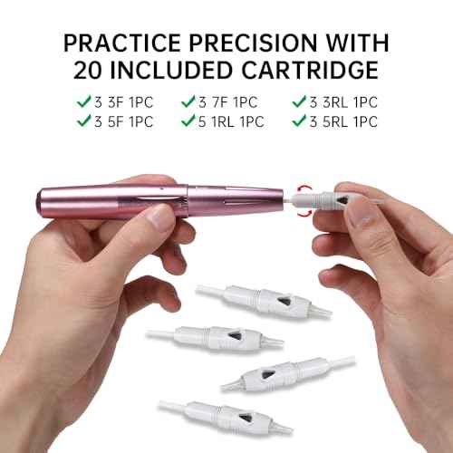 Permanent Eyebrow Makeup Tattoo Pen Kit for Eyebrow Lip Eyeliner Complete Rotary Tattoo Pen Machine Kit with 20pcs Cartridge Needles Microblading Supplies Tattoo Inks for Artists
