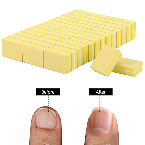 100 Pcs Mini Buffers for Nails 180/100 Grit Nail Buffers for Nail Care(Yellow)