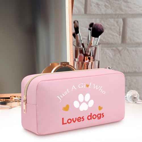 Dog Makeup Bag Dog Lovers Gifts for Women Girls Oxford Cloth Cosmetic Bag Christmas Birthday Gift for Pet Owner Dog Mom Sister Bestie BFF Dog Lovers Double Side Printed Zipper Makeup Organizer