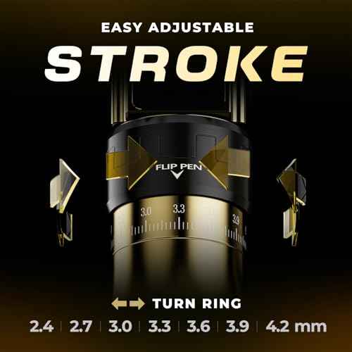 CNC Wireless Tattoo Machine with 3600mAh Dual Batteries Adjustable 7 Strokes 2.4-4.2mm Rotary Pen LED Display Brushless Motor Tattoo Gun for Tattoo Artists Supply Gold CNC-M2-E400-9