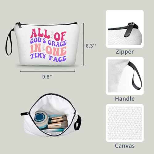 God Daughter Gifts for Girls - All Of God's Grace In One Tiny Face - Small Cosmetic Makeup Makeup Travel Organizer - Teacher & Friendship Motivational Gifts