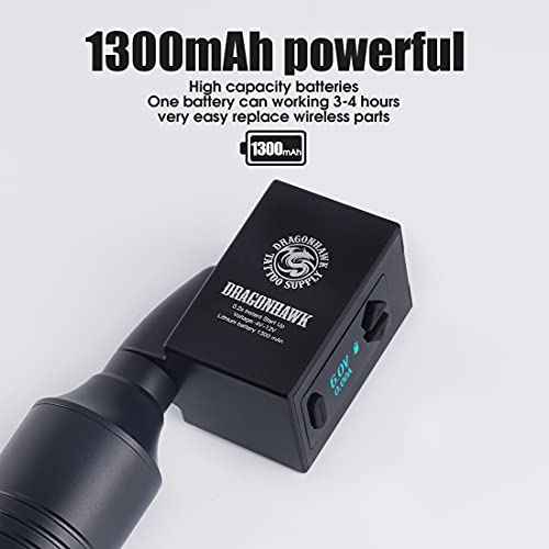 Dragonhawk Cordless Tattoo Battery Power Supply Lightweight Small Lcd Display Screen for Tattoo Pen Machine (DC)