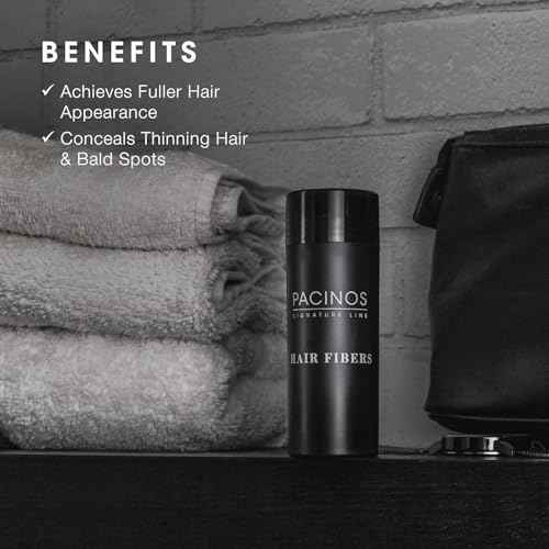 Pacinos Hair Fiber Kit - Conceal Thinning Hair Instantly with Fiber Hold Spray - Black