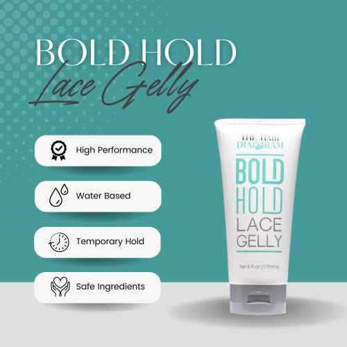 The Hair Diagram - Bold Hold Lace Gelly - Glueless - Temporary Daily Hold for Lace Front Wigs and Hair Systems - Styling Agent for Baby Hairs - Non Toxic - Alcohol Free - Water Based Formula - 6oz
