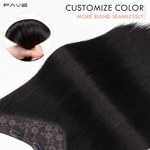FAVE 110g Human Hair Extensions 16 Inch Seamless Clip in Hair Extensions Human Hair Upgraded V-Shape 100% Remy Human Hair Hairpieces for Volume & Length (Natural Black)