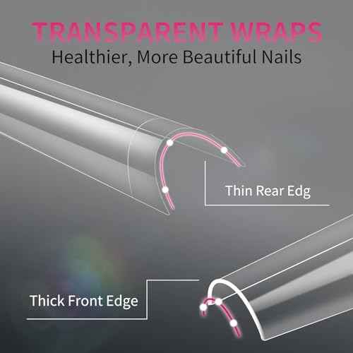 krofaue 600PCS Half Cover Coffin Nail Tips - Acrylic Nail Tips 12 Size Clear False Nails Tips with Box for Nail Salons and Home DIY (Clear)
