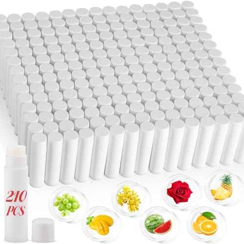 210 Pack Lip Balm Unlabeled, Natural Lip Balm Bulk Blank Tube, Personalized Lip Balms for Party Favors Adults and Bridal Shower Favors or Baby Shower Gifts-7 Flavors