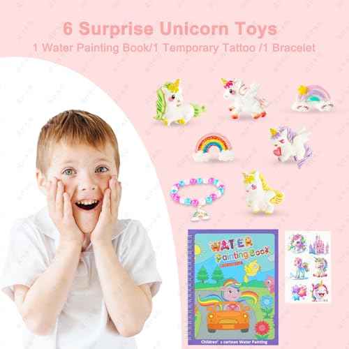 Rainbow Unicorn Bath Bombs Gift Set,6 Pcs Natural Handmade Bathbomb with Toys Surprise Inside for Girls Boys for Kids, Organic Bath Bomb for Christmas or Birthday Gift