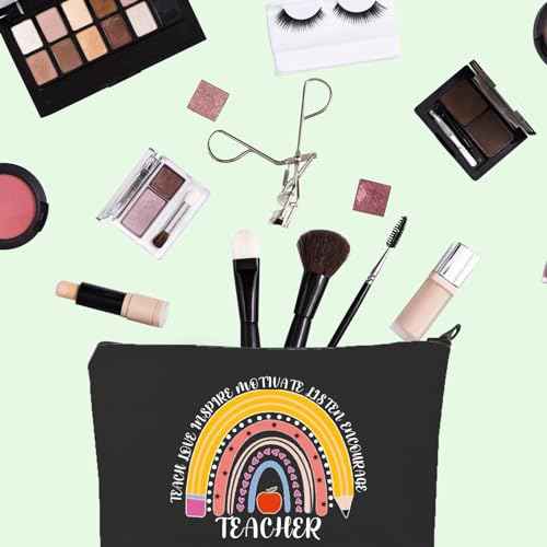 FOTAP Teacher Gift Teacher Survival Kit Teacher Life Inspired Makeup Bag Sch-o-ol Teacher Gift Best Teacher Gift Teacher Appreciation Cosmetic Bag (TEACHER BLK)